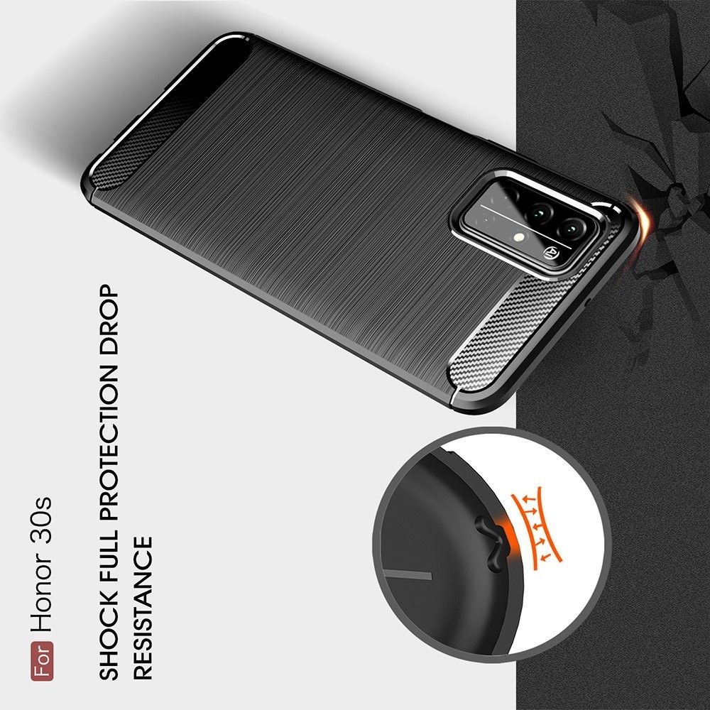 Carbon Fibre Силиконовый матовый бампер чехол для Huawei Honor 30S Красный
