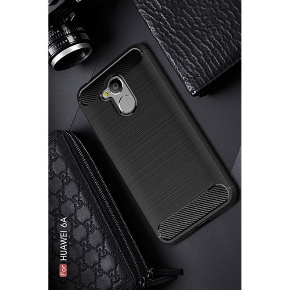 Carbon Fibre Силиконовый матовый бампер чехол для Huawei Honor 6A Черный