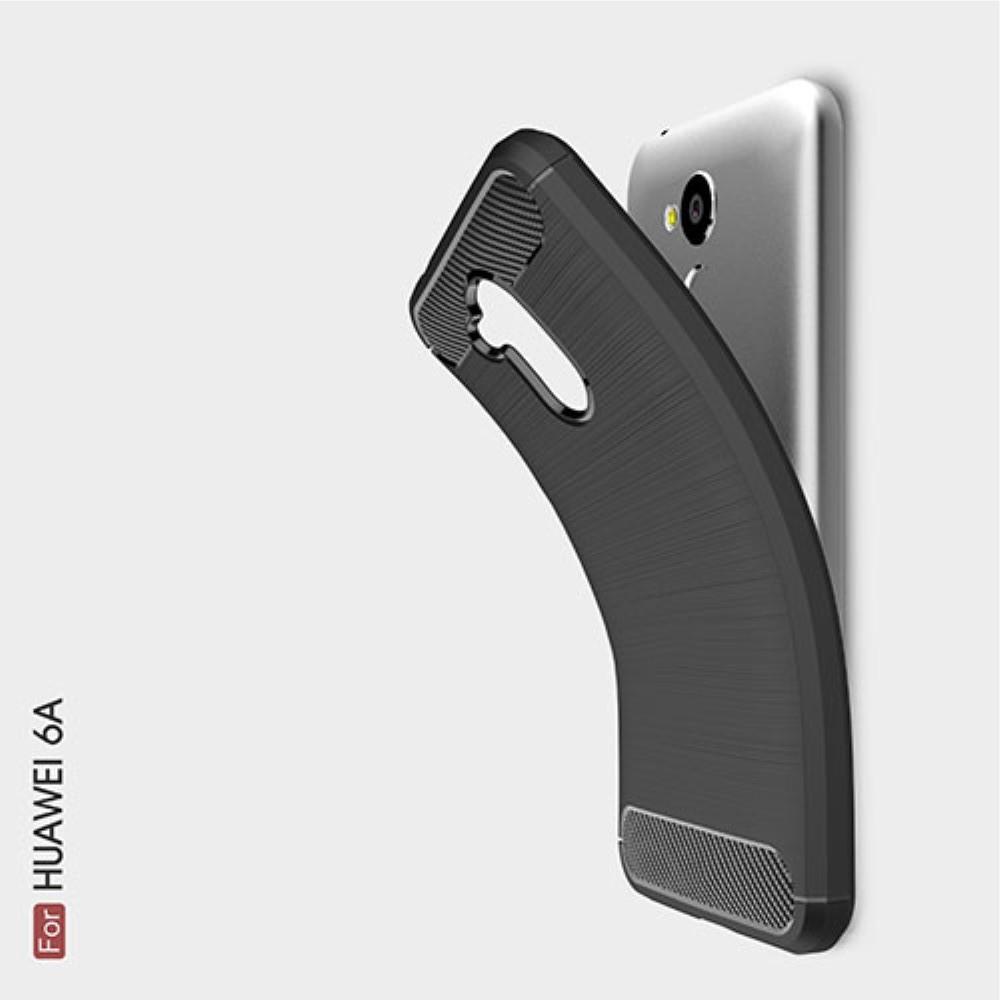 Carbon Fibre Силиконовый матовый бампер чехол для Huawei Honor 6A Черный
