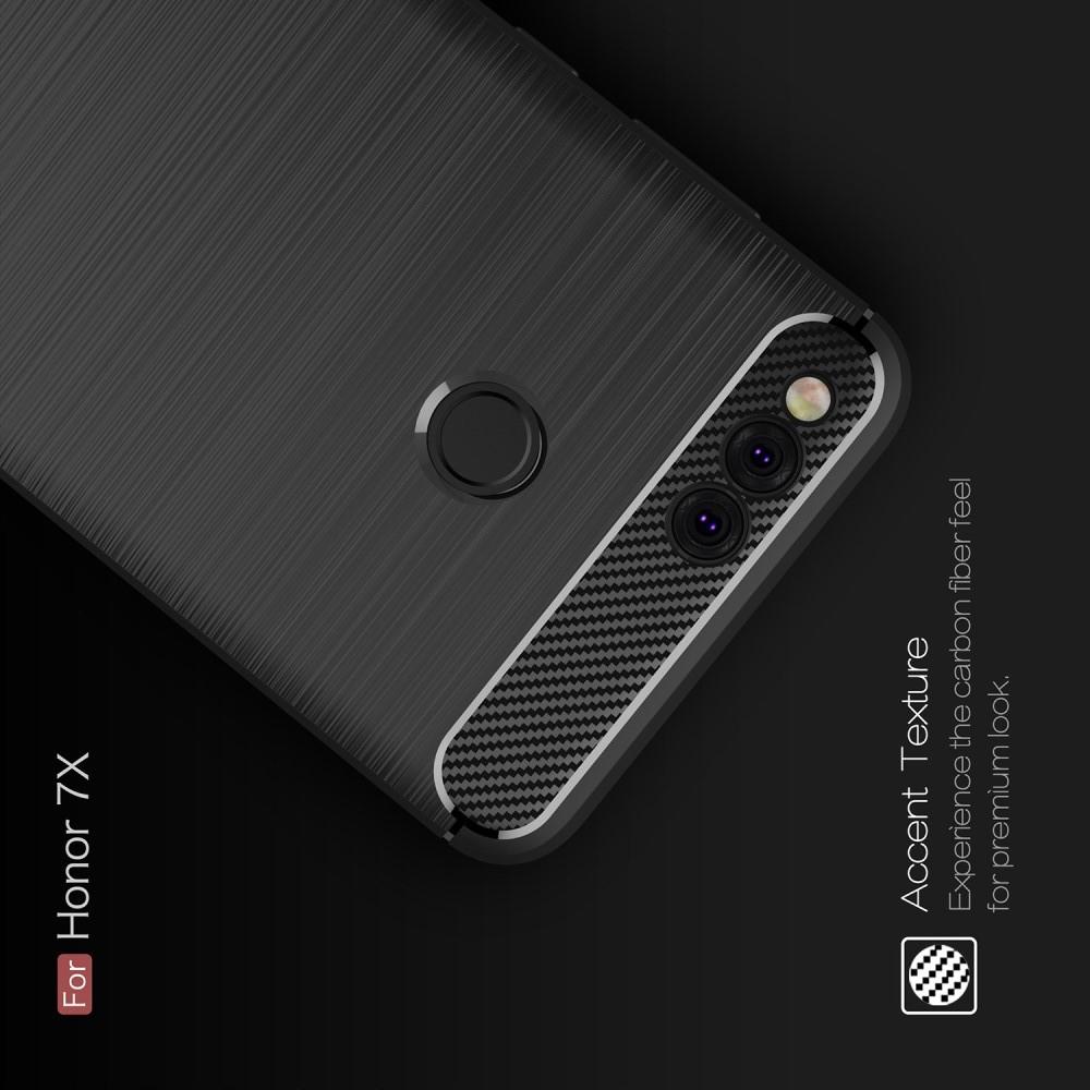 Carbon Fibre Силиконовый матовый бампер чехол для Huawei Honor 7X Черный