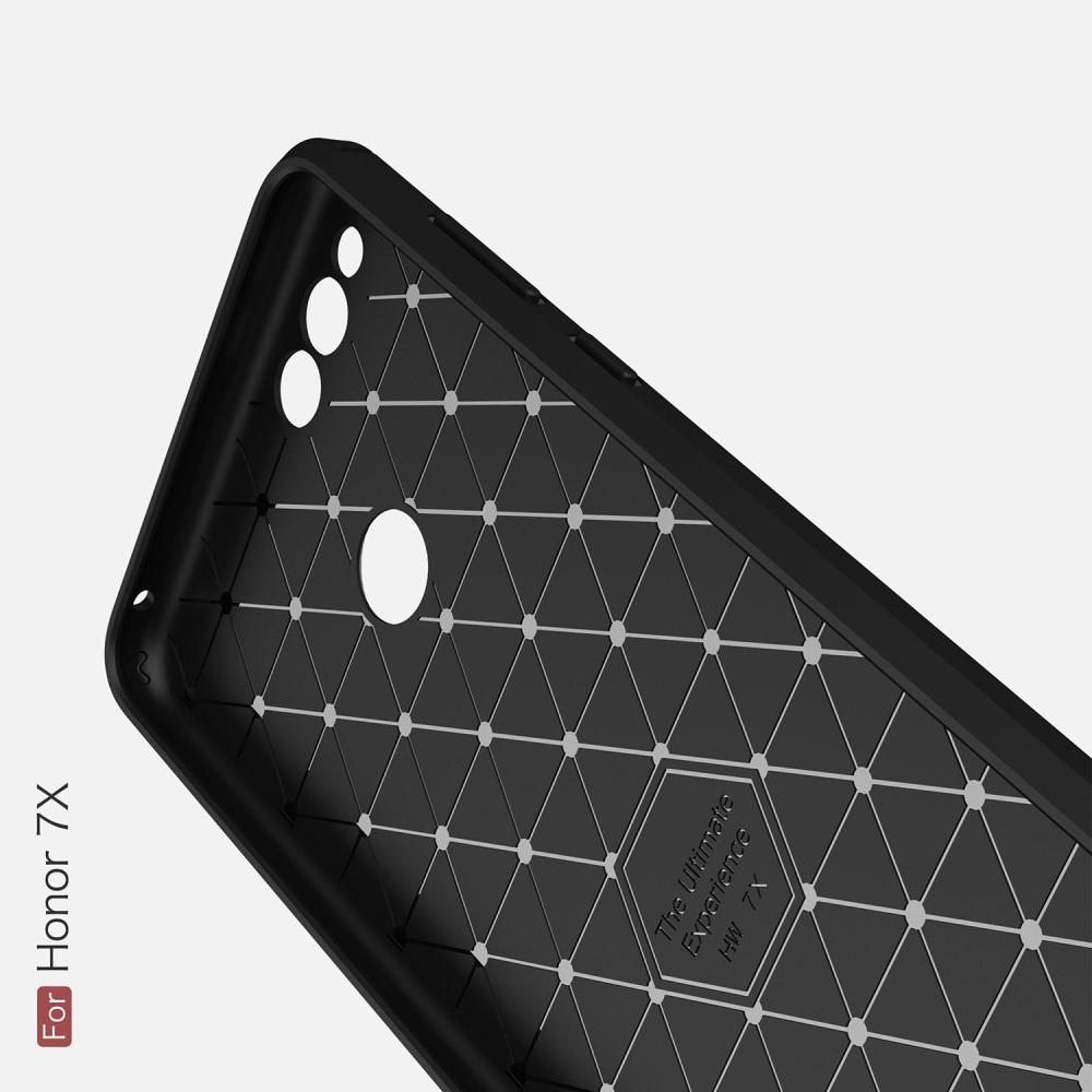 Carbon Fibre Силиконовый матовый бампер чехол для Huawei Honor 7X Черный