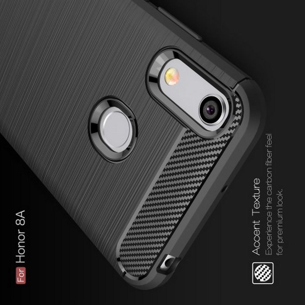 Carbon Fibre Силиконовый матовый бампер чехол для Huawei Honor 8A Синий