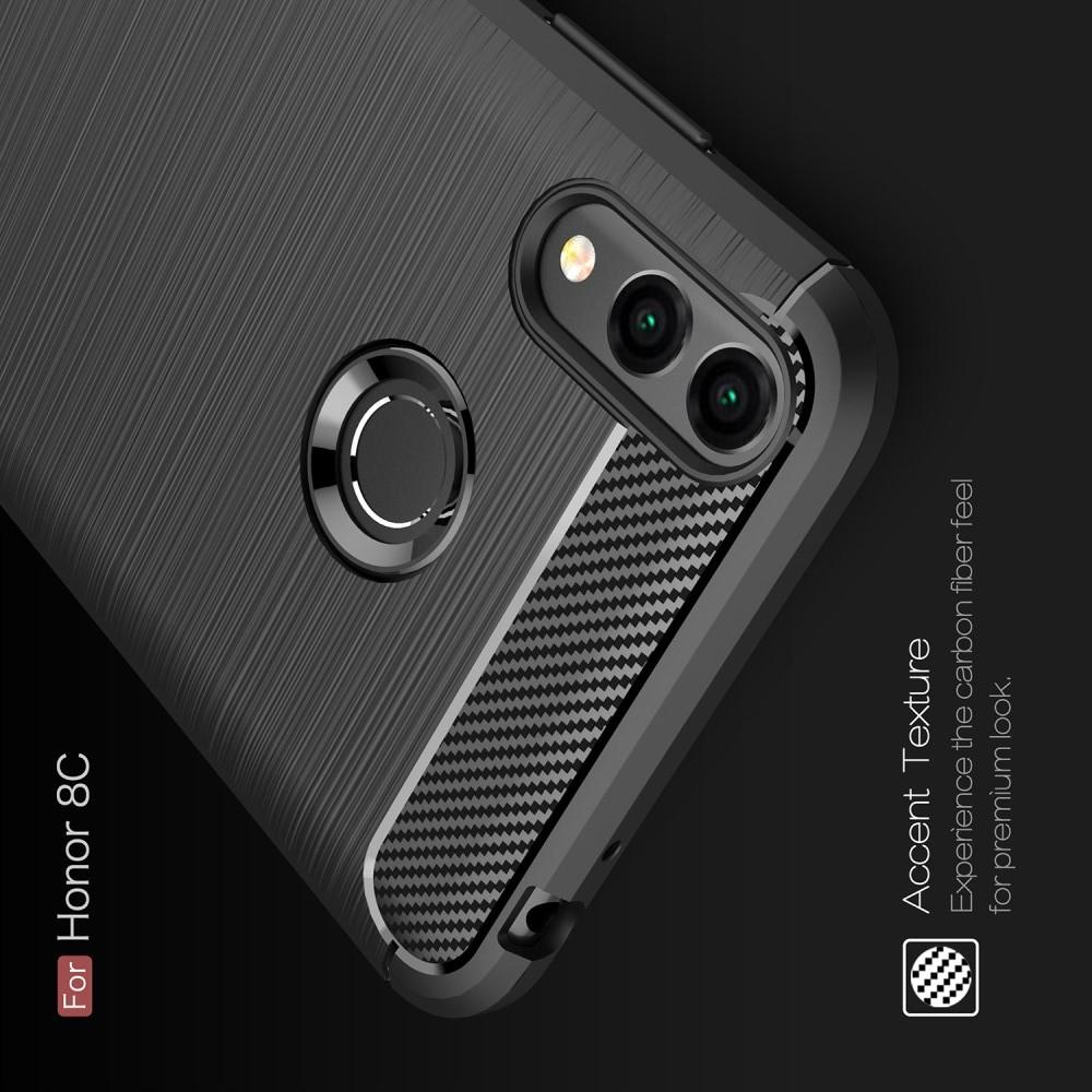 Carbon Fibre Силиконовый матовый бампер чехол для Huawei Honor 8C Черный