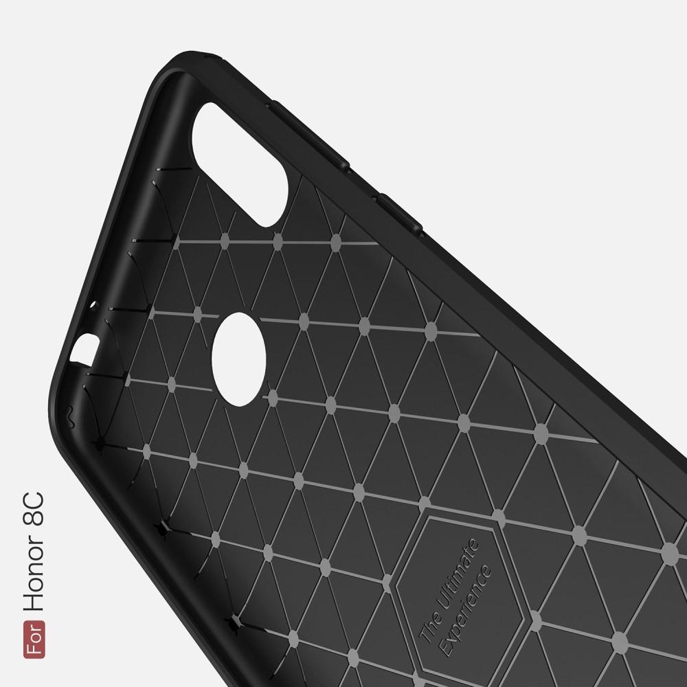 Carbon Fibre Силиконовый матовый бампер чехол для Huawei Honor 8C Черный