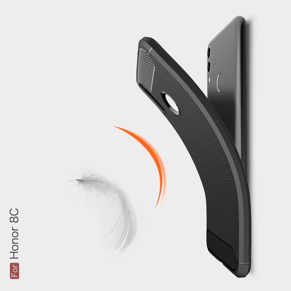 Carbon Fibre Силиконовый матовый бампер чехол для Huawei Honor 8C Коралловый