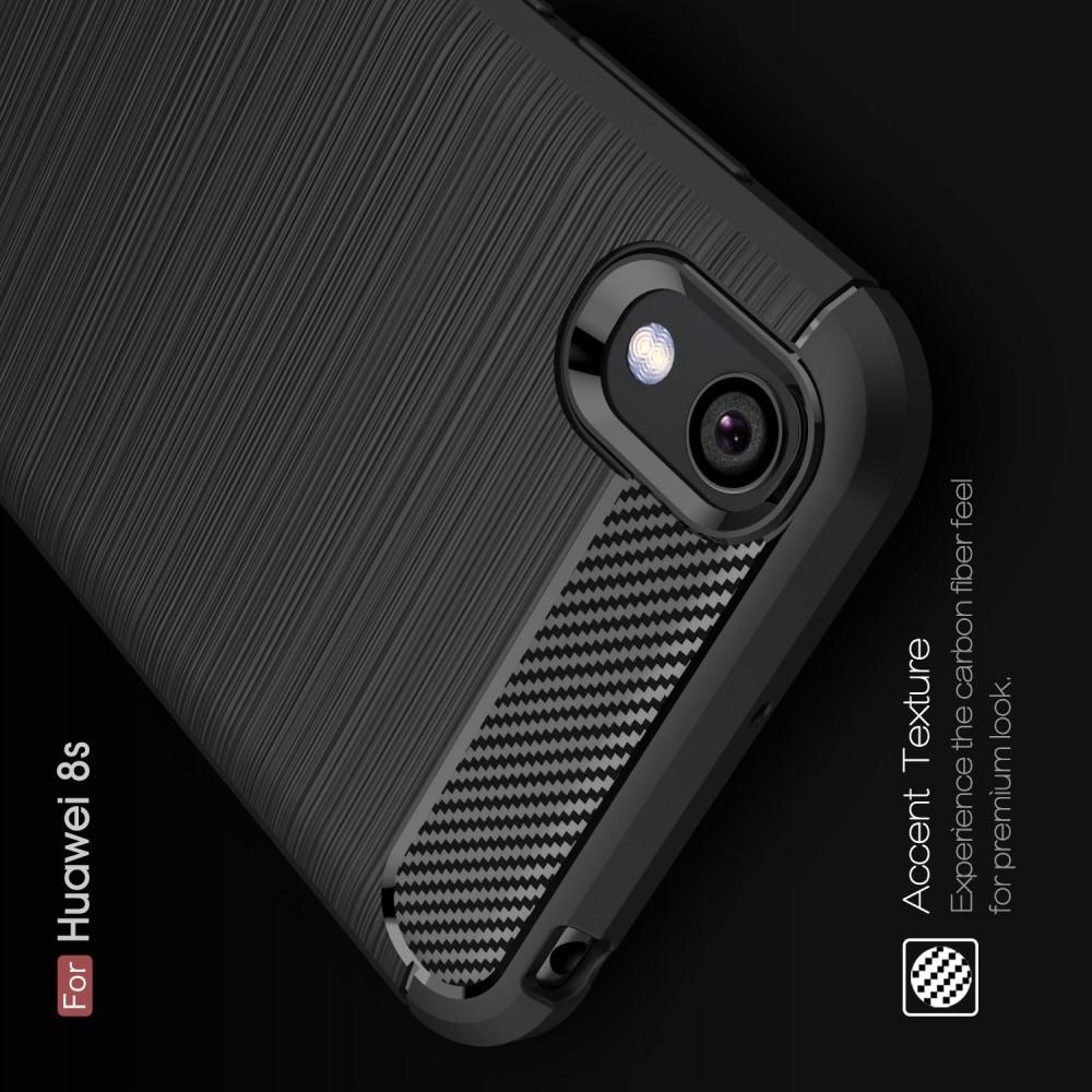 Carbon Fibre Силиконовый матовый бампер чехол для Huawei Honor 8S / Y5 2019 Черный