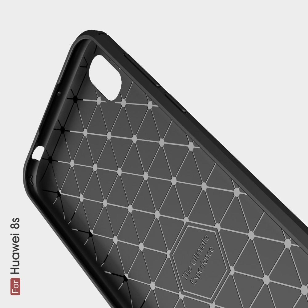 Carbon Fibre Силиконовый матовый бампер чехол для Huawei Honor 8S / Y5 2019 Коралловый