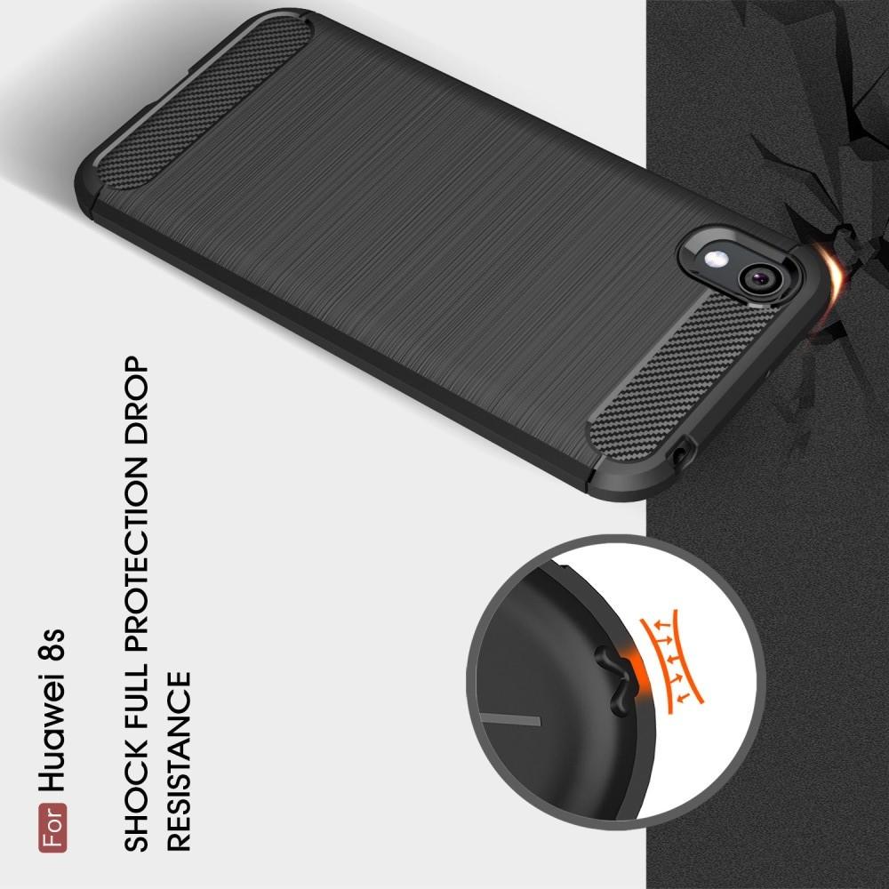 Carbon Fibre Силиконовый матовый бампер чехол для Huawei Honor 8S / Y5 2019 Синий
