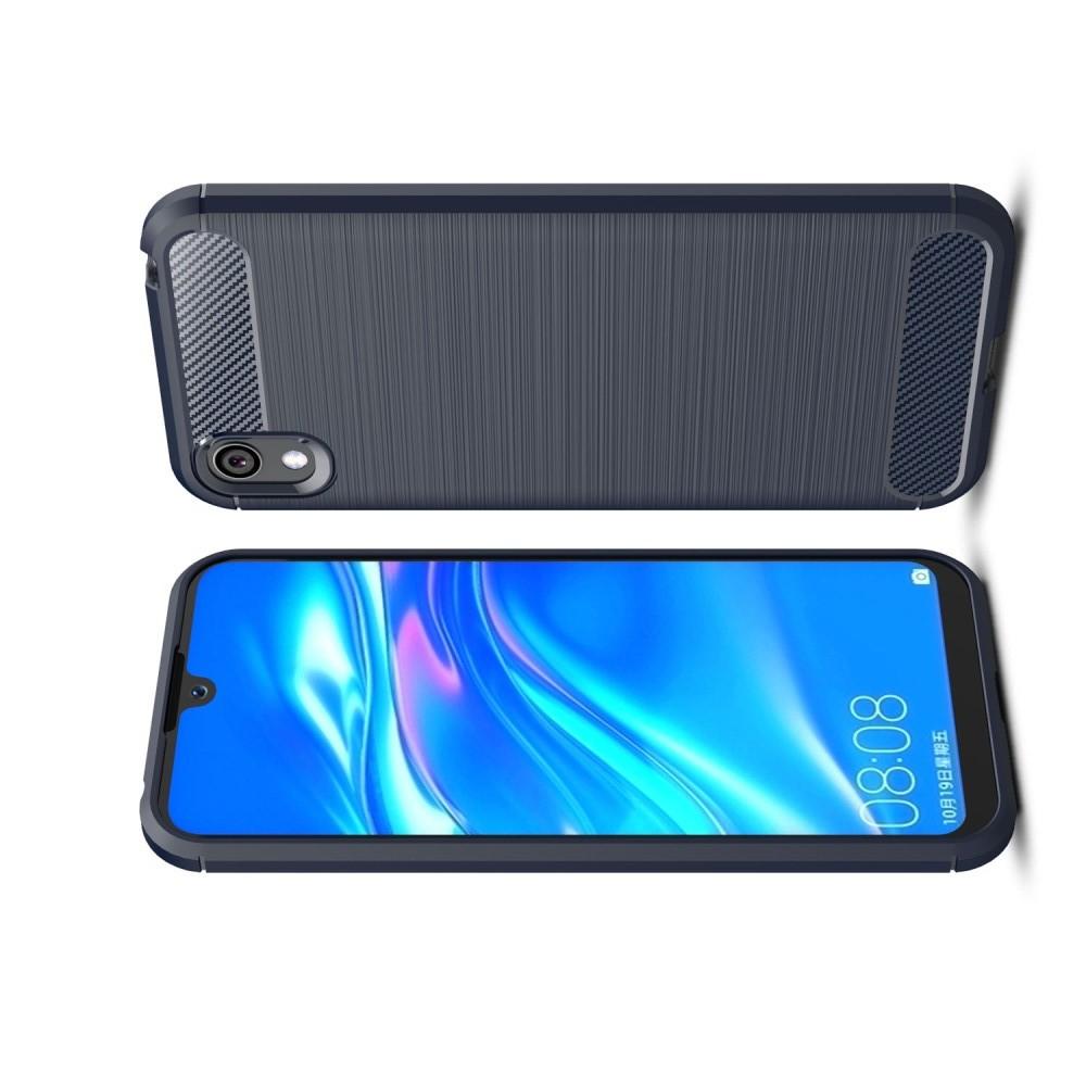 Carbon Fibre Силиконовый матовый бампер чехол для Huawei Honor 8S / Y5 2019 Синий