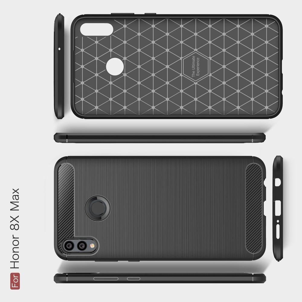 Carbon Fibre Силиконовый матовый бампер чехол для Huawei Honor 8X Max Черный