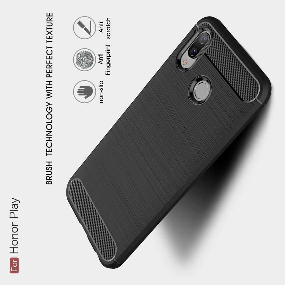Carbon Fibre Силиконовый матовый бампер чехол для Huawei Honor Play Черный