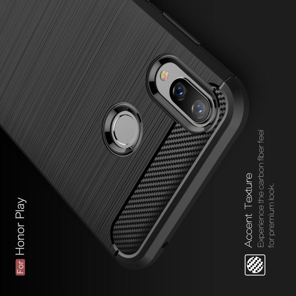 Carbon Fibre Силиконовый матовый бампер чехол для Huawei Honor Play Серый