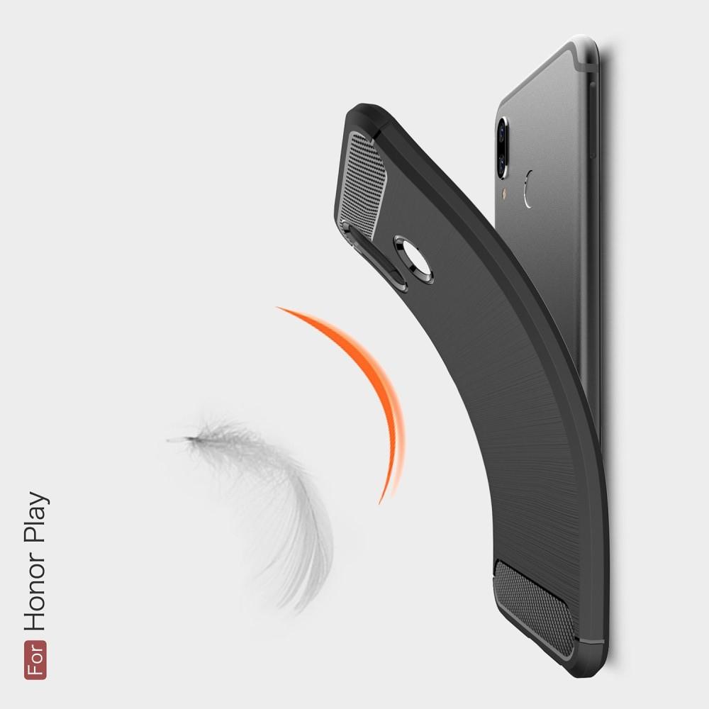 Carbon Fibre Силиконовый матовый бампер чехол для Huawei Honor Play Синий