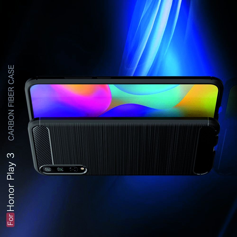 Carbon Fibre Силиконовый матовый бампер чехол для Huawei Honor Play 3 Черный