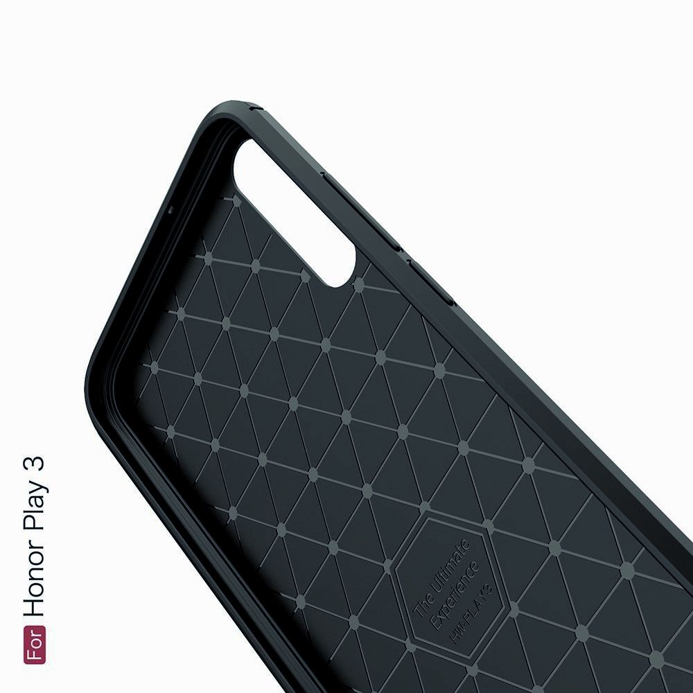 Carbon Fibre Силиконовый матовый бампер чехол для Huawei Honor Play 3 Синий