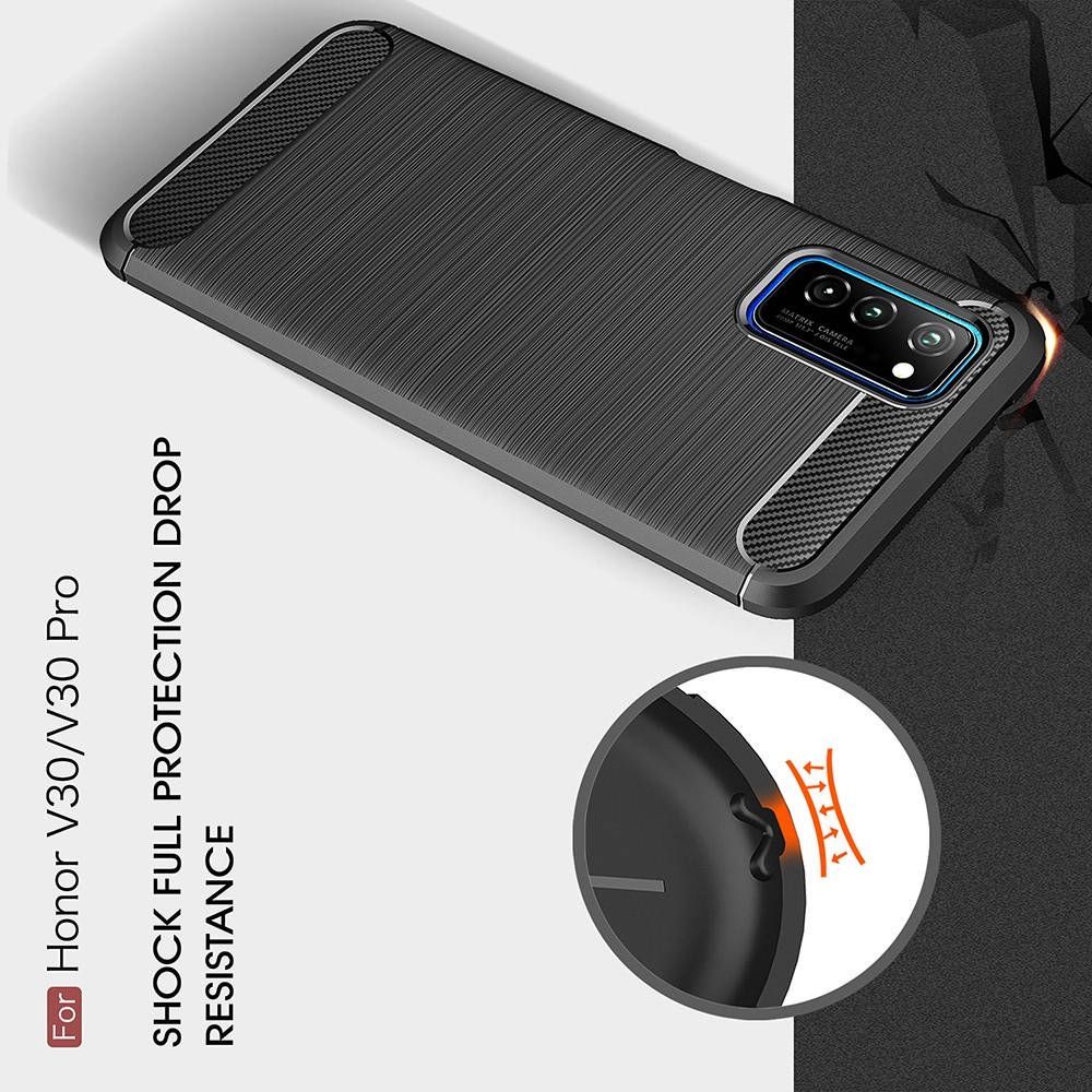 Carbon Fibre Силиконовый матовый бампер чехол для Huawei Honor View 30 Красный