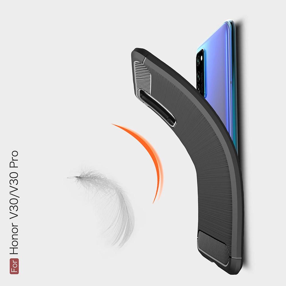 Carbon Fibre Силиконовый матовый бампер чехол для Huawei Honor View 30 Черный