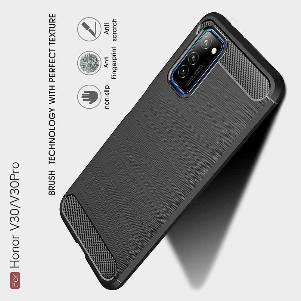 Carbon Fibre Силиконовый матовый бампер чехол для Huawei Honor View 30 / View 30 Pro / 30 Pro Синий