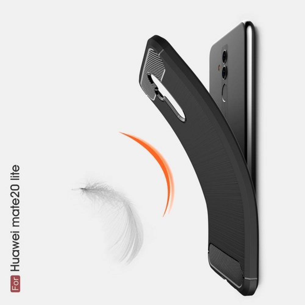 Carbon Fibre Силиконовый матовый бампер чехол для Huawei Mate 20 Lite Серый