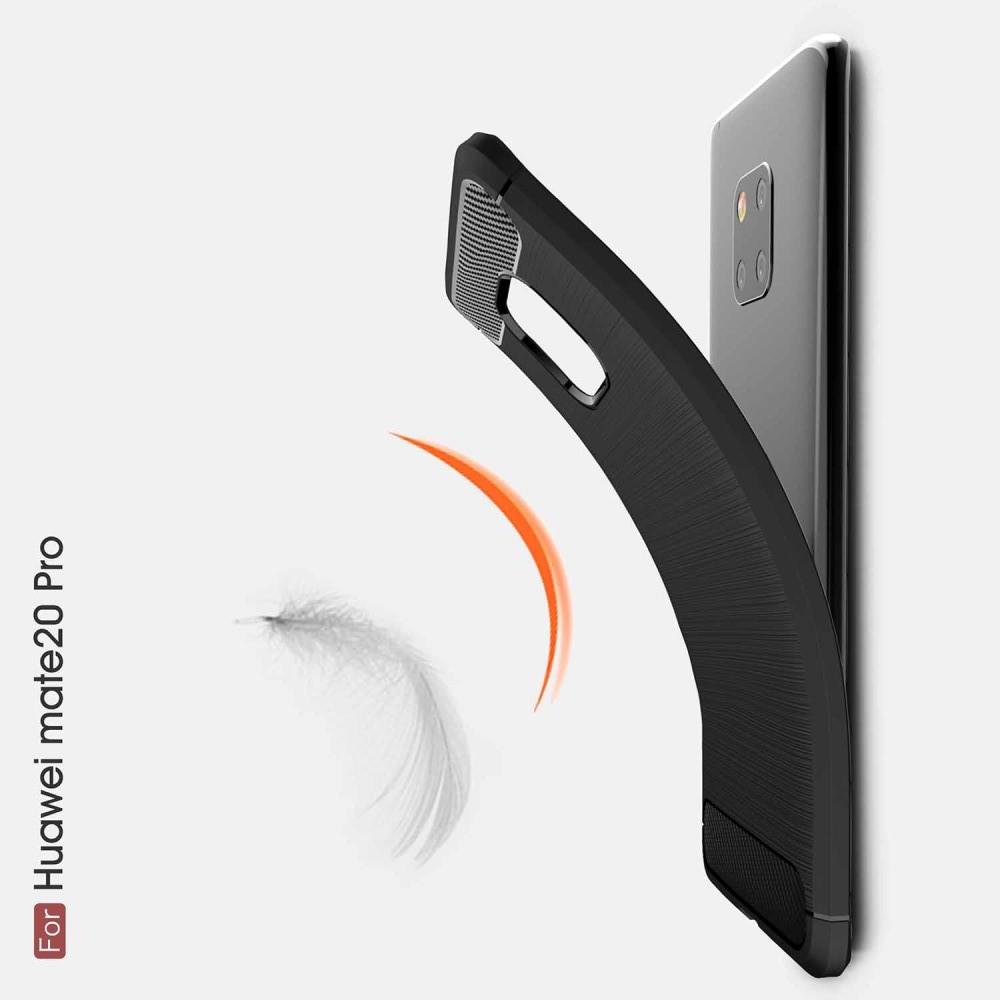 Carbon Fibre Силиконовый матовый бампер чехол для Huawei Mate 20 Pro Черный