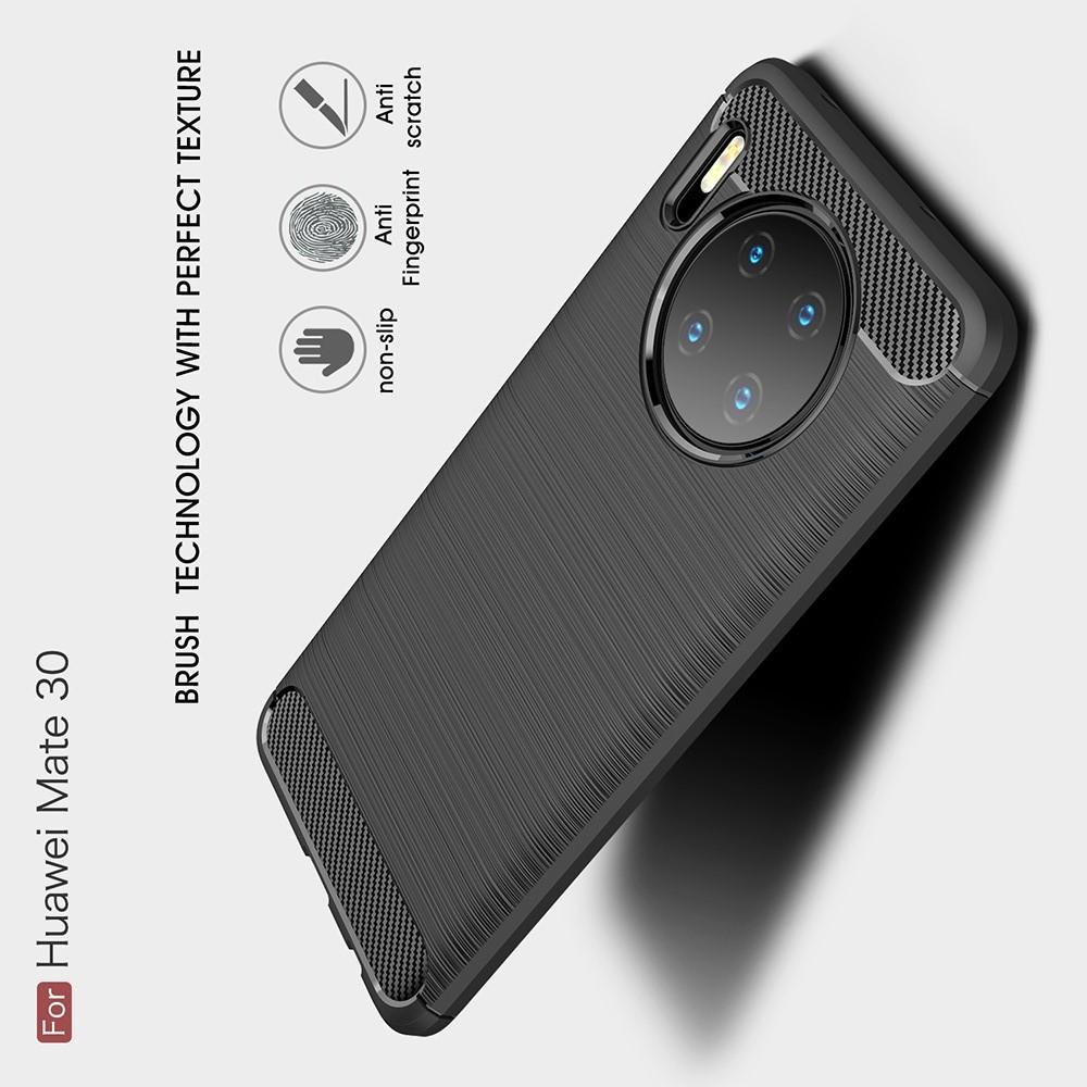 Carbon Fibre Силиконовый матовый бампер чехол для Huawei Mate 30 Черный