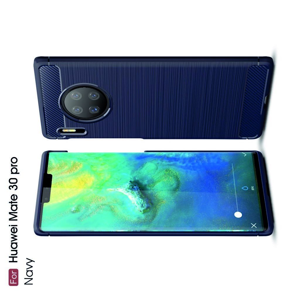 Carbon Fibre Силиконовый матовый бампер чехол для Huawei Mate 30 Pro Синий