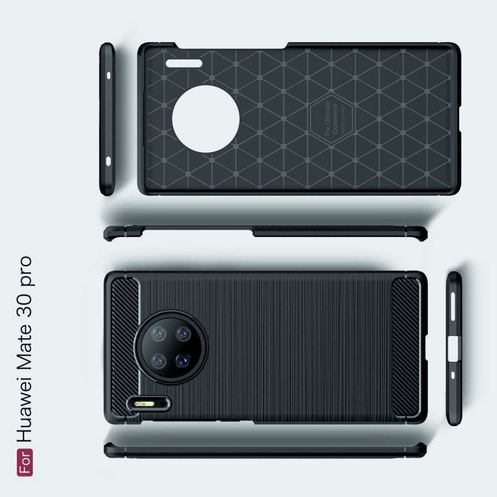 Carbon Fibre Силиконовый матовый бампер чехол для Huawei Mate 30 Pro Синий
