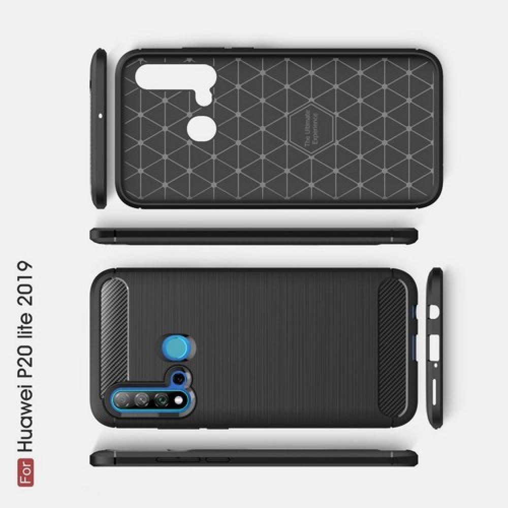 Carbon Fibre Силиконовый матовый бампер чехол для Huawei nova 5i / P20 lite 2019 Черный