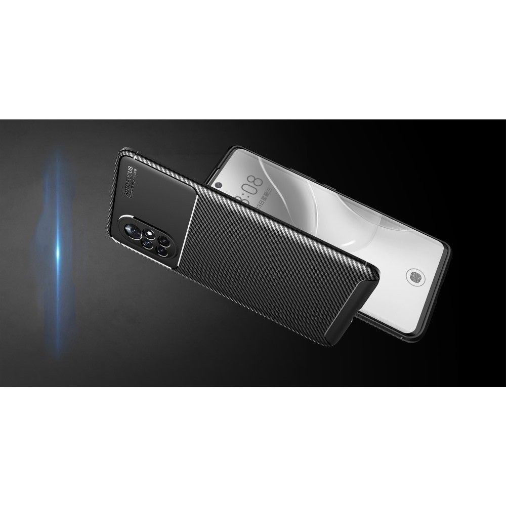 Carbon Fibre Силиконовый матовый бампер чехол для Huawei Nova 8 Синий