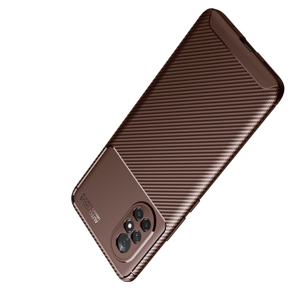 Carbon Fibre Силиконовый матовый бампер чехол для Huawei Nova 8 Коричневый