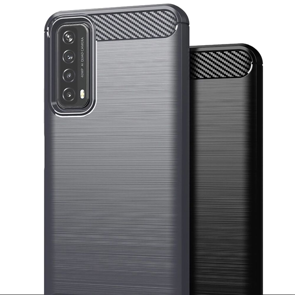 Carbon Fibre Силиконовый матовый бампер чехол для Huawei P Smart 2021 Коричневый