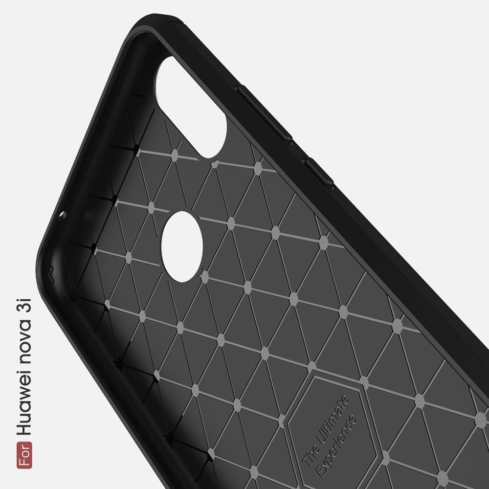 Carbon Fibre Силиконовый матовый бампер чехол для Huawei P smart+ / Nova 3i Черный