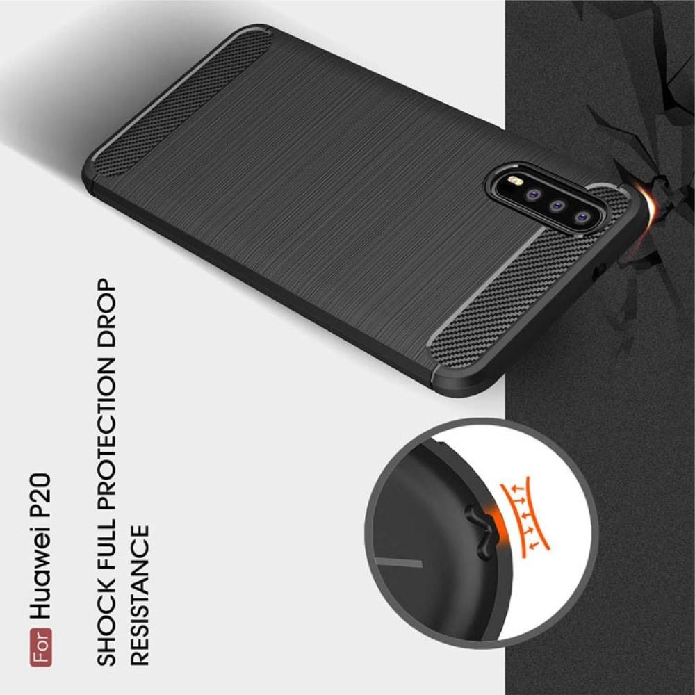 Carbon Fibre Силиконовый матовый бампер чехол для Huawei P20 Черный