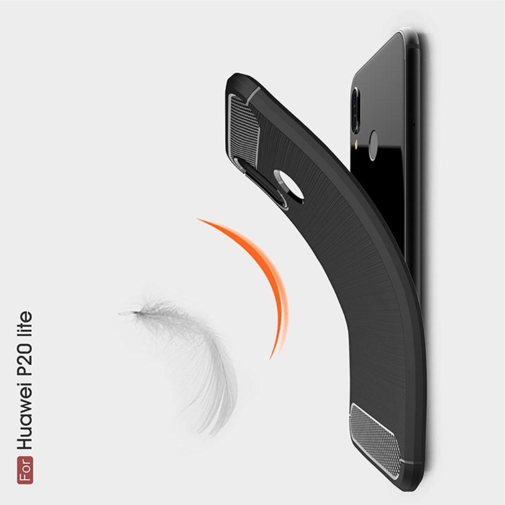 Carbon Fibre Силиконовый матовый бампер чехол для Huawei P20 lite Черный