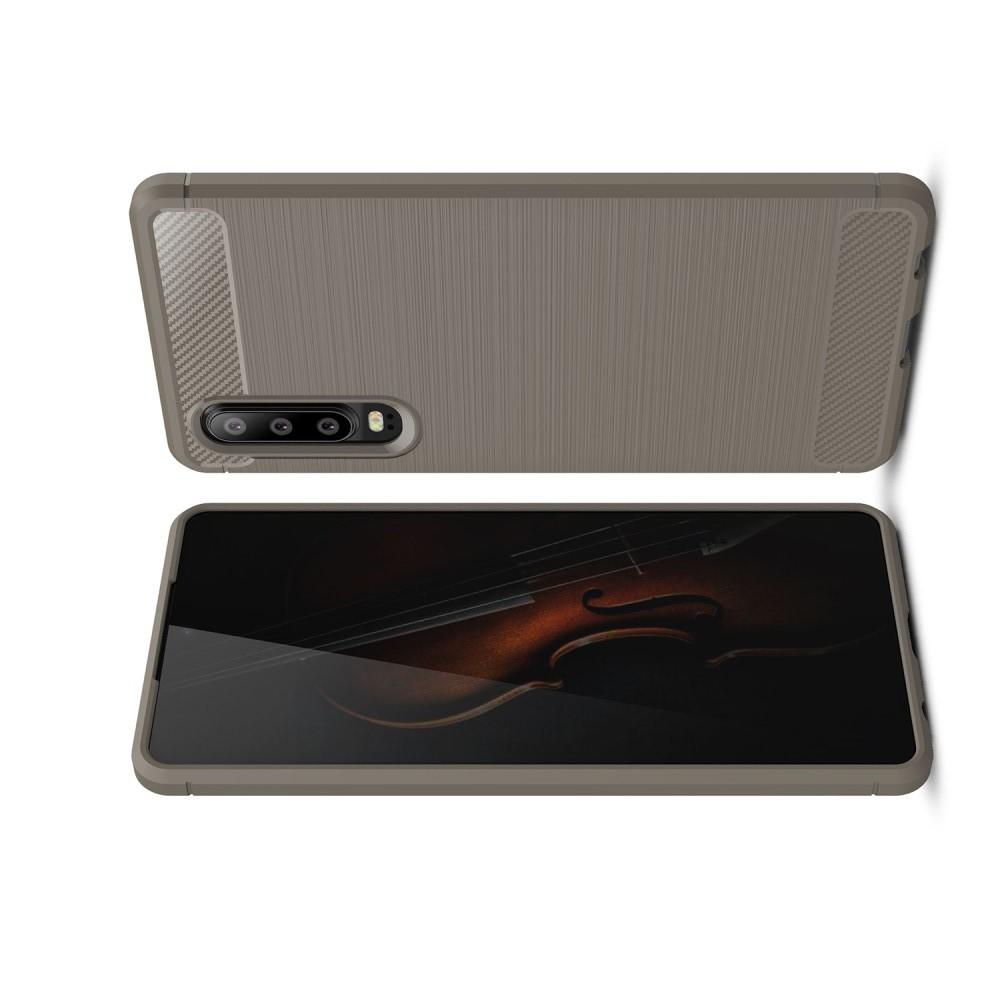 Carbon Fibre Силиконовый матовый бампер чехол для Huawei P30 Серый