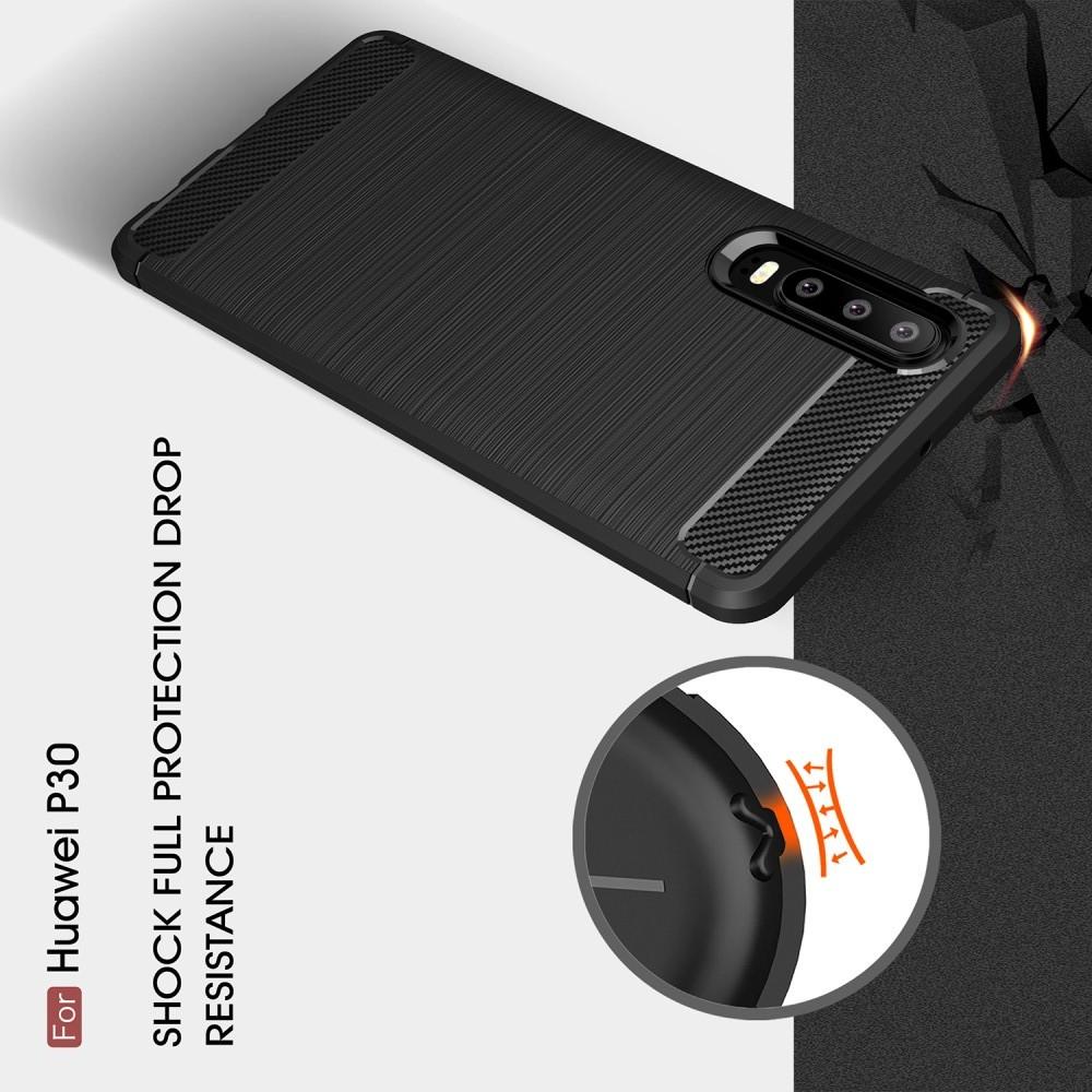 Carbon Fibre Силиконовый матовый бампер чехол для Huawei P30 Синий