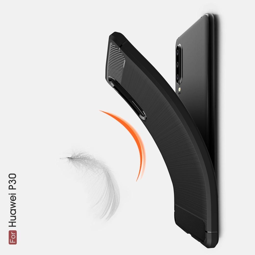 Carbon Fibre Силиконовый матовый бампер чехол для Huawei P30 Коралловый
