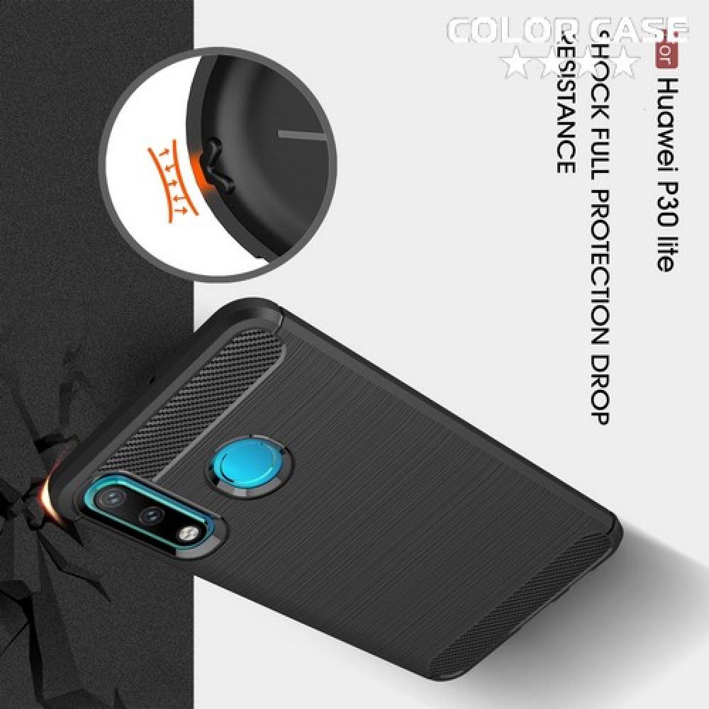 Carbon Fibre Силиконовый матовый бампер чехол для Huawei P30 Lite Черный