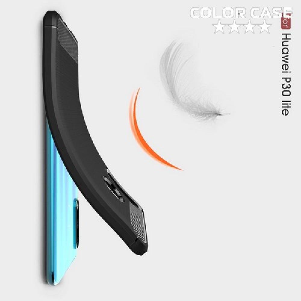 Carbon Fibre Силиконовый матовый бампер чехол для Huawei P30 Lite Черный