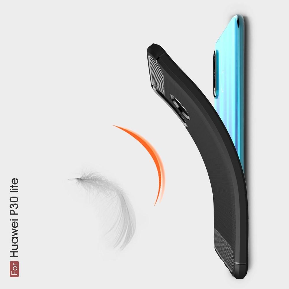 Carbon Fibre Силиконовый матовый бампер чехол для Huawei P30 Lite Синий