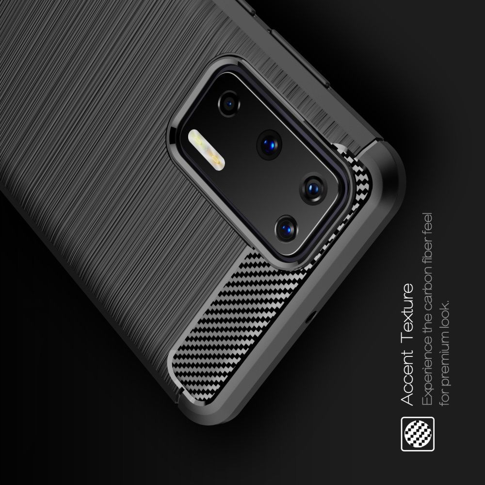 Carbon Fibre Силиконовый матовый бампер чехол для Huawei P40 Синий