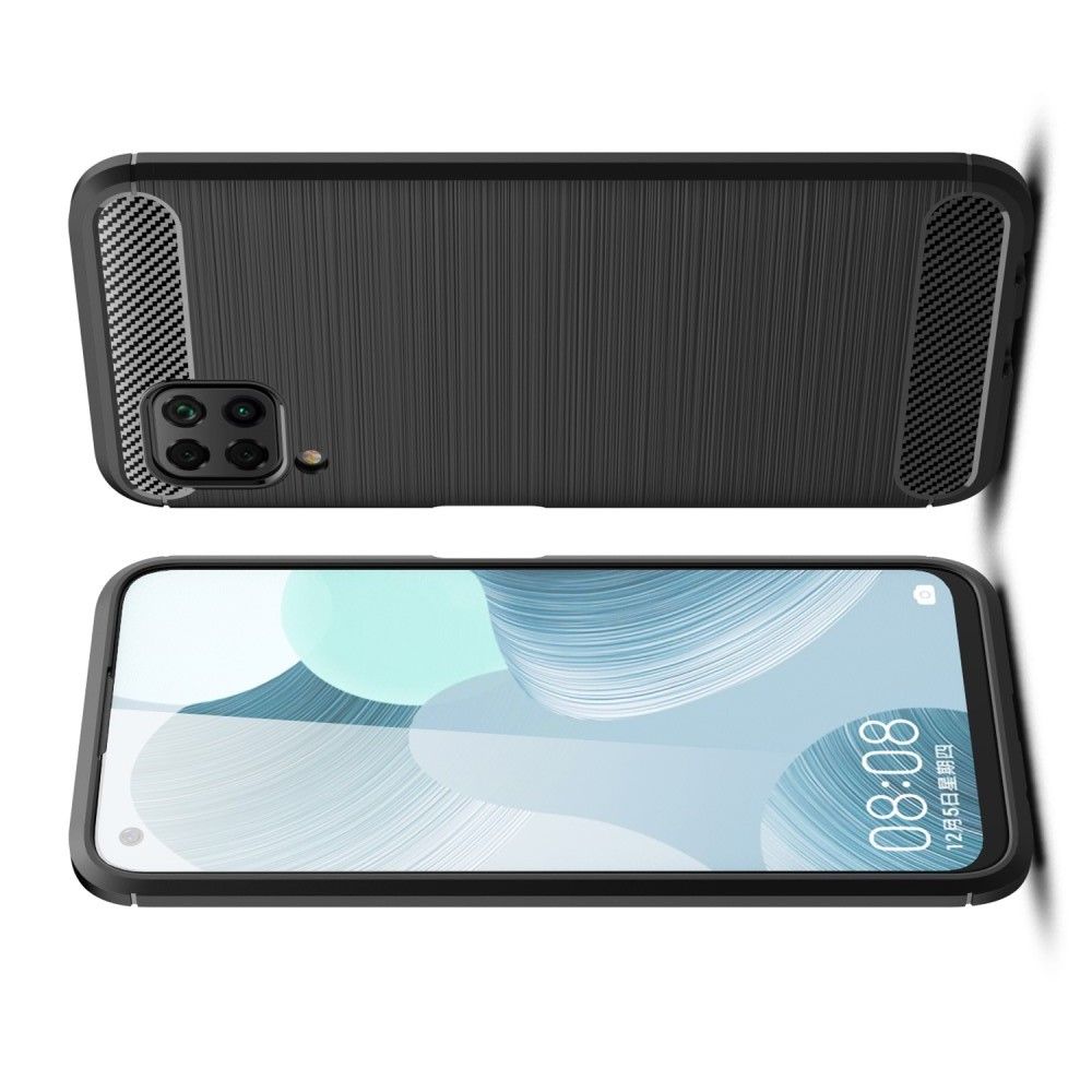 Carbon Fibre Силиконовый матовый бампер чехол для Huawei P40 Lite Черный