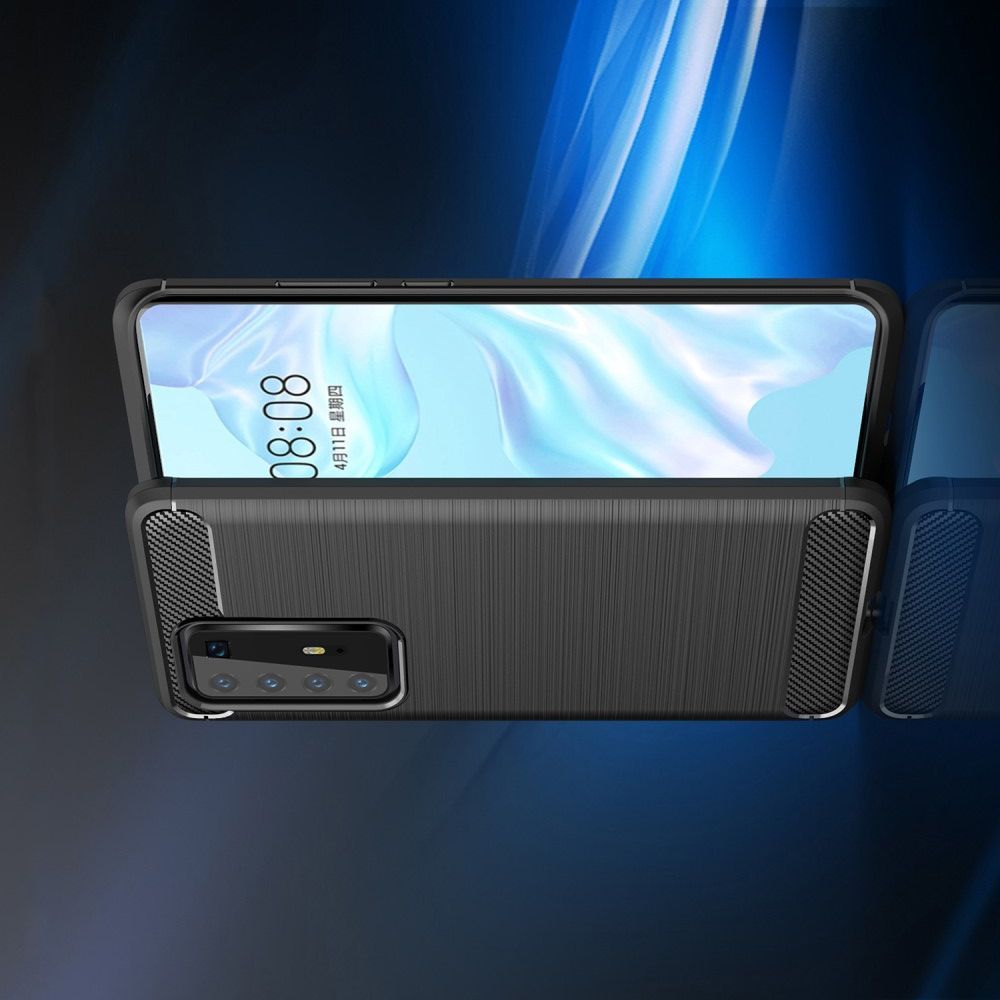 Carbon Fibre Силиконовый матовый бампер чехол для Huawei P40 Pro Синий