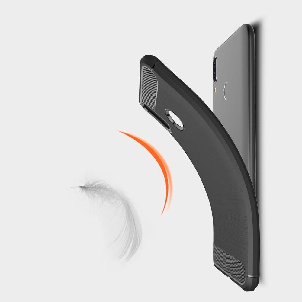 Carbon Fibre Силиконовый матовый бампер чехол для Huawei Y9 2019 Черный