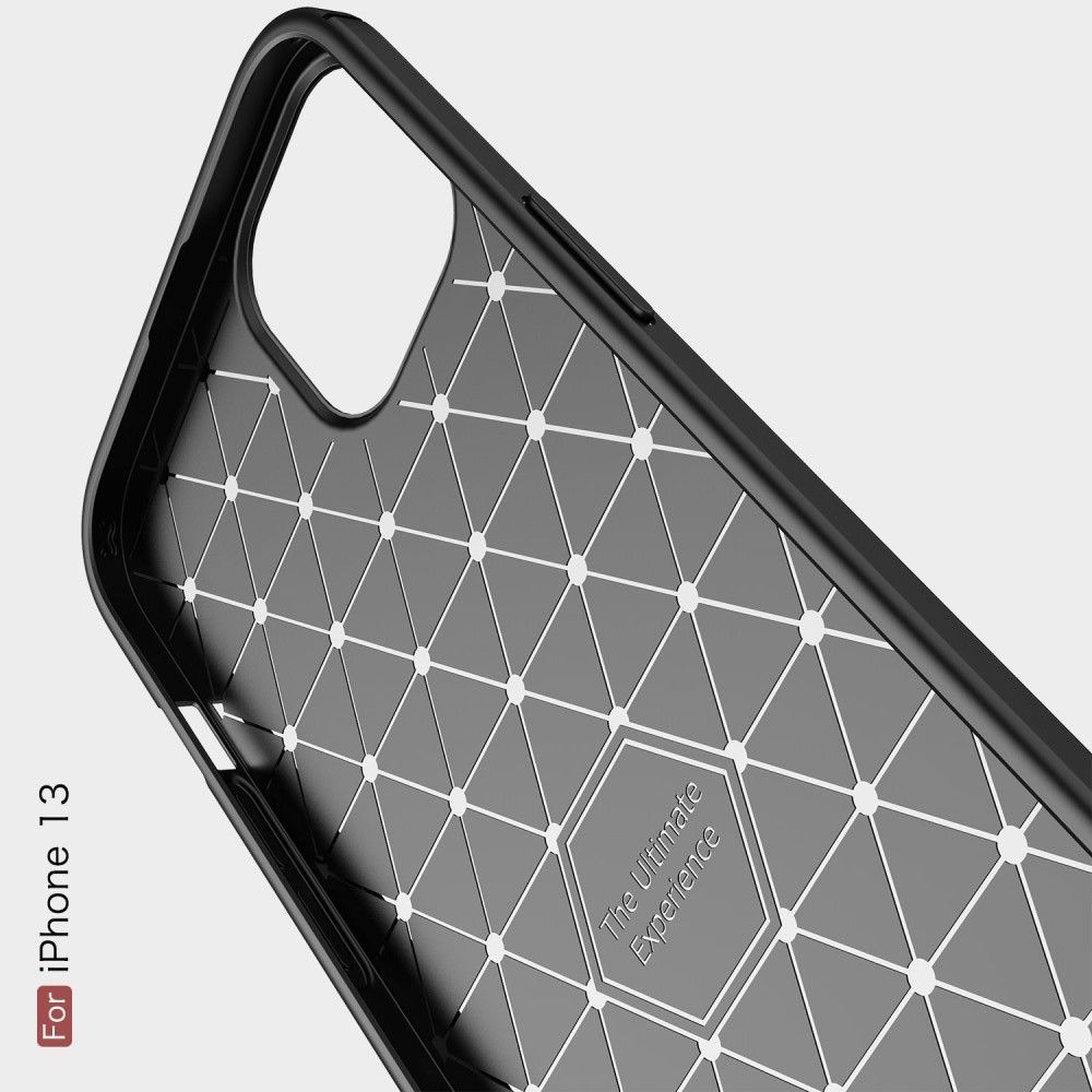 Carbon Fibre Силиконовый матовый бампер чехол для iPhone 13 Черный