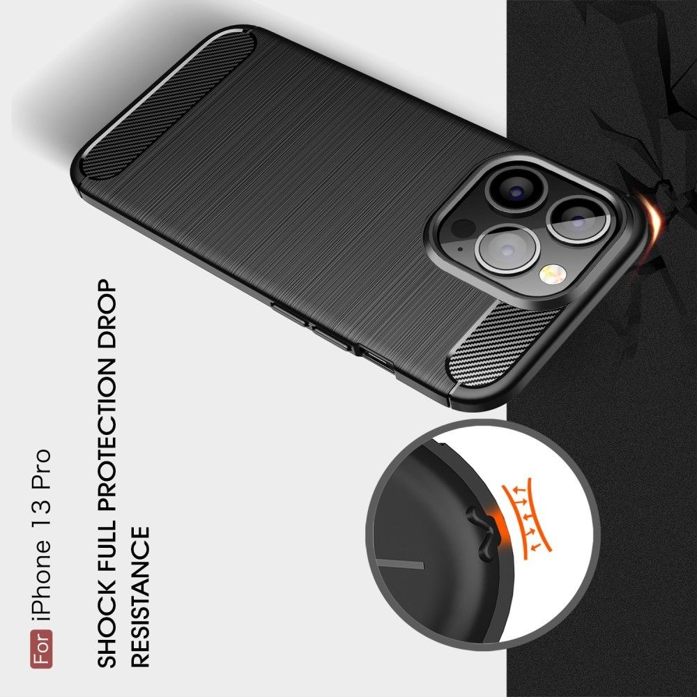 Carbon Fibre Силиконовый матовый бампер чехол для iPhone 13 Pro Красный