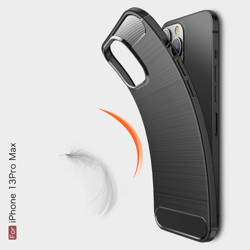 Carbon Fibre Силиконовый матовый бампер чехол для iPhone 13 Pro Max Синий