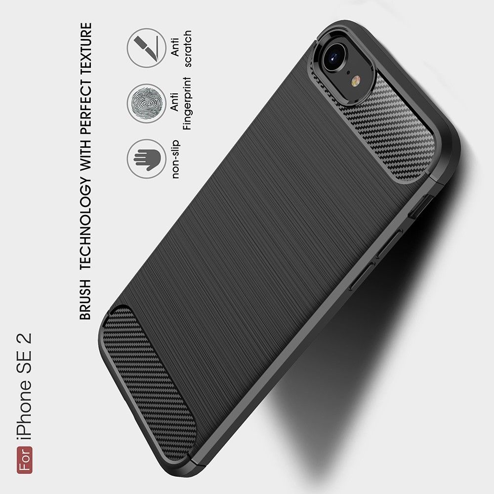 Carbon Fibre Силиконовый матовый бампер чехол для iPhone SE 2020 Красный