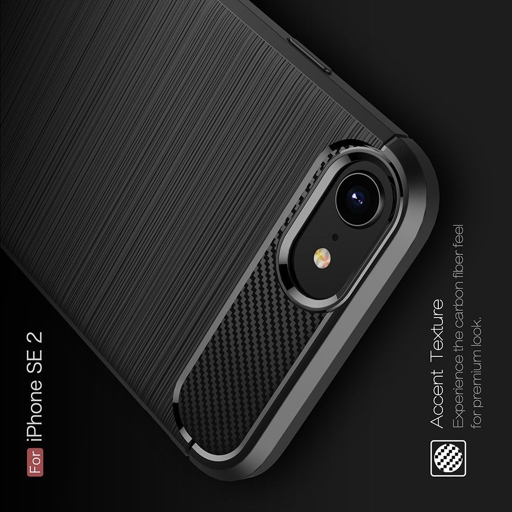 Carbon Fibre Силиконовый матовый бампер чехол для iPhone SE 2020 Красный