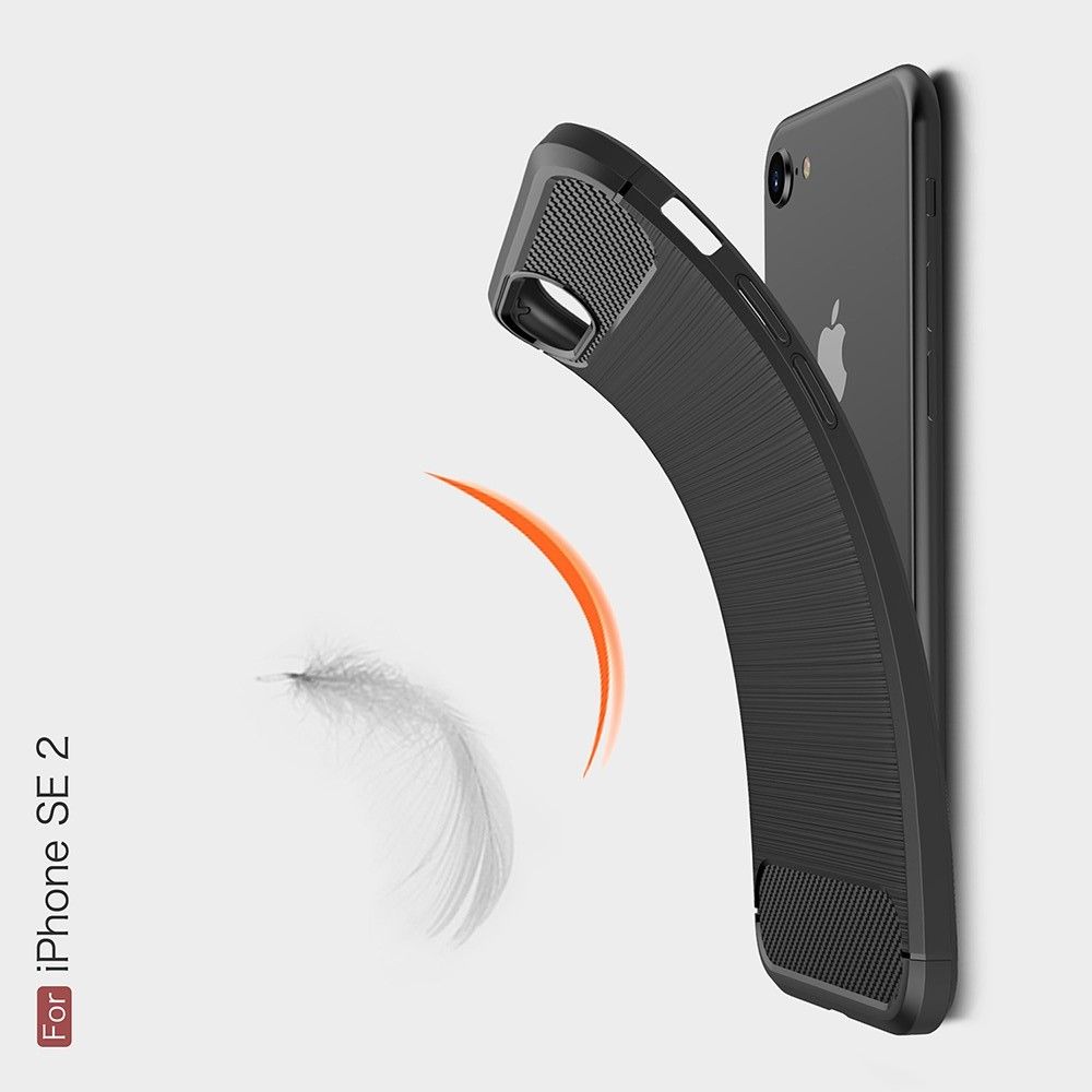 Carbon Fibre Силиконовый матовый бампер чехол для iPhone SE 2020 Синий